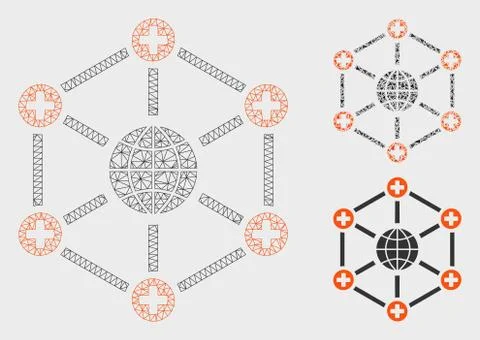 Global Medical Network Vector Mesh 2D Model and Triangle Mosaic Icon Stock Illustration