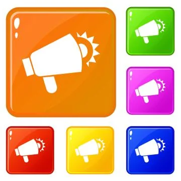 Global megaphone icons set vector color イラスト素材