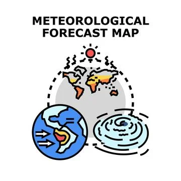 Global meteorological forecast map tracking climate change Stock Illustration