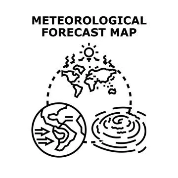 Global meteorological forecast map tracking climate change Stock Illustration