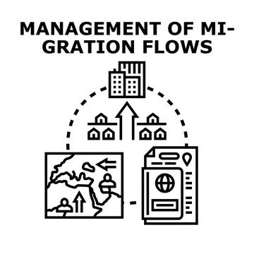 Global migration flows management and relocation process Stock Illustration