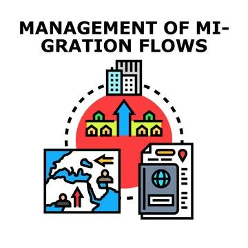 Global migration flows management and relocation process Stock Illustration