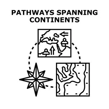 Global migration pathways and movement across continents concept Stock Illustration