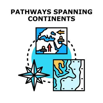 Global migration pathways and movement across continents concept Stock Illustration