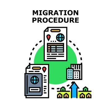 Global migration procedure planning for relocation and new home Stock Illustration