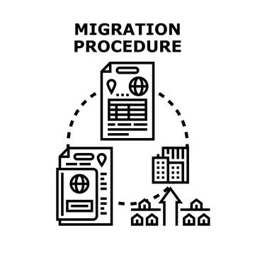 Global migration procedure planning for relocation and new home Stock Illustration