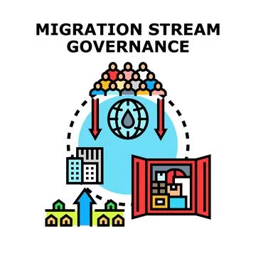 Global migration stream governance policy management Stock Illustration
