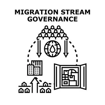 Global migration stream governance policy management Stock Illustration