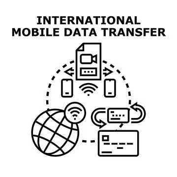 Global mobile data transfer and digital financial transactions Stock Illustration