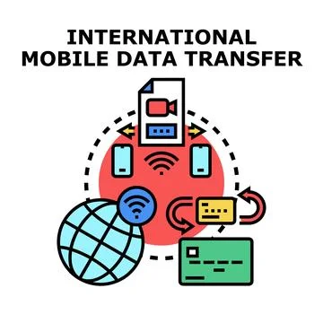 Global mobile data transfer and digital financial transactions Stock Illustration