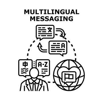 Global multilingual messaging service translating languages concept Stock Illustration