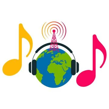 Global Music Streaming Vector Illustration 스톡 일러스트