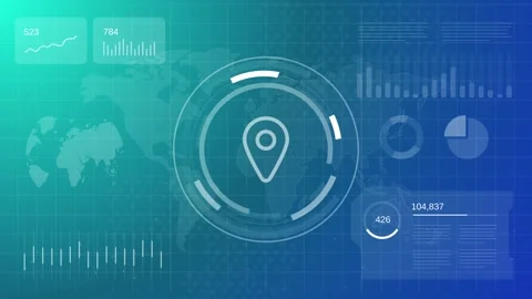 Global navigation and gps location tracking technology on futuristic Stock Footage 325477809
