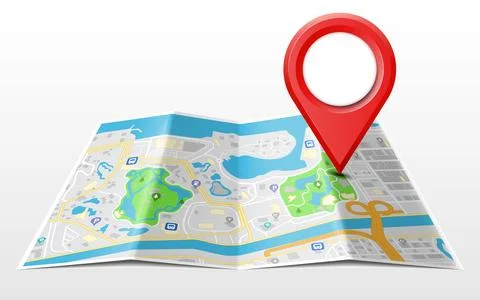 Global Navigation Concept with Location Pointer Icon on It, Vector Illustrati Stock Illustration