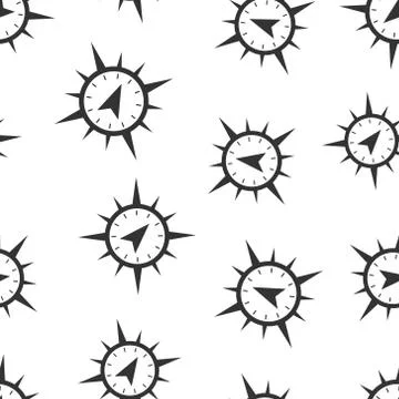 Global navigation icon seamless pattern background. Compass gps vector illust Illustrazione stock
