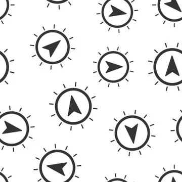 Global navigation icon seamless pattern background. Compass gps vector illust Stock Illustration