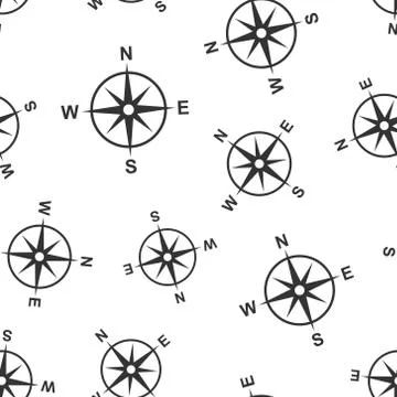 Global navigation icon seamless pattern background. Compass gps vector illust Stock Illustration