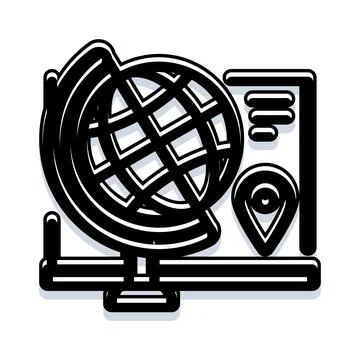 Global navigation pin on digital map interface Illustrazione stock