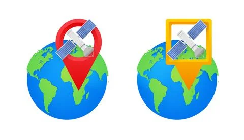 Global navigation satellite system tracking Earth location Stock Illustration