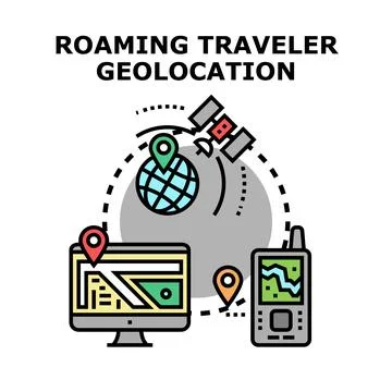 Global navigation system connecting device and location tracking Illustrazione stock