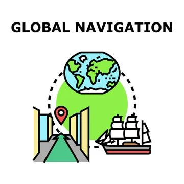 Global navigation system planning world travel routes 스톡 일러스트