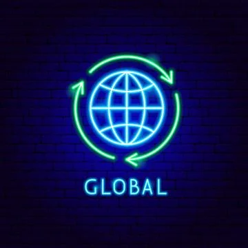 Global Neon Label Stock Illustration