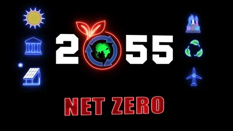 Global Net Zero by 2055 – Future of Sustainable Energy &amp; Climate Goals Stock Footage 320758957