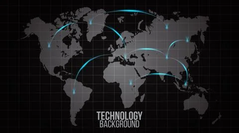 Global network abstract of world connection concept.Big data visualization Illustrazione stock