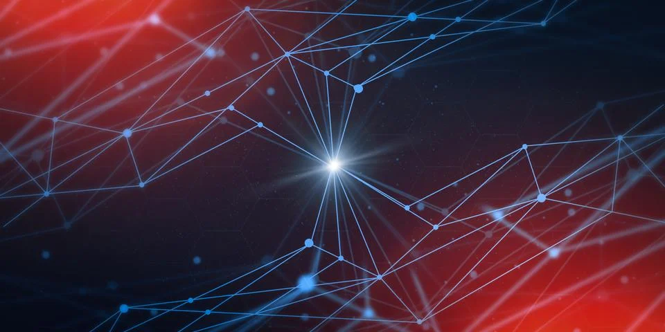 Global Network And Blockchain Concept. Futuristic Background With Neural Stock Illustration