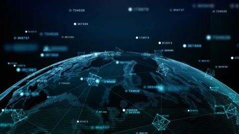 Global network and blockchain technology with data points and lines connect. Stock Footage 286070975