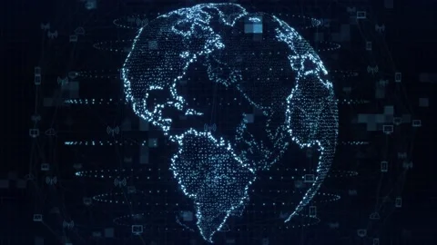 Global network and data connections concept. Abstract planet technology data  Stock Footage 142416110