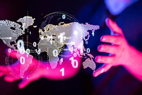 A global network and data exchanges 写真素材