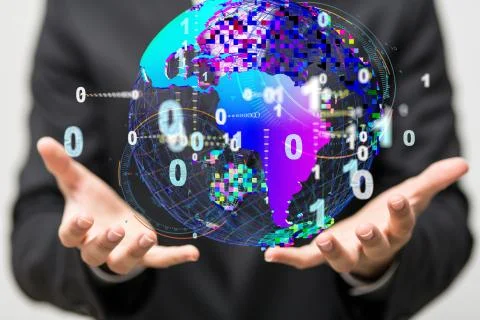 A Global network and data exchanges over the world 스톡 사진