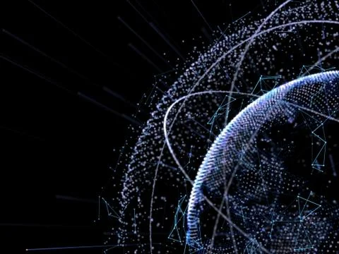 Global network and datas exchanges over the Earth Stock Illustration