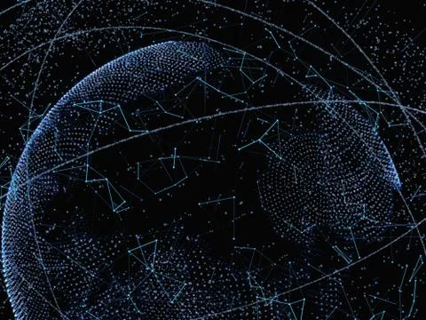 Global network and datas exchanges over the Earth Stock Illustration
