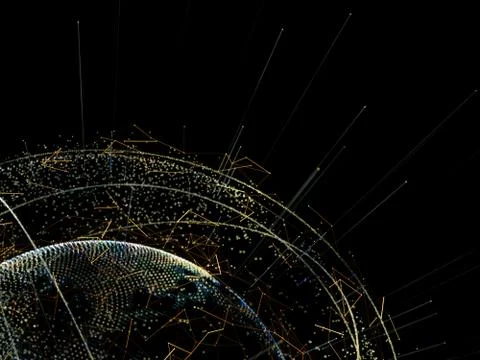 Global network and datas exchanges over the Earth Stock Illustration