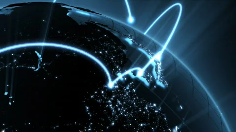 Global network animation - blue version - see 84542867 for new version Stock Footage