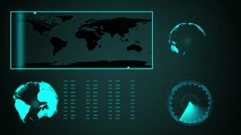 Global network animation world map radar data graphics monitoring 4k seamle.. Stock Footage 316741237