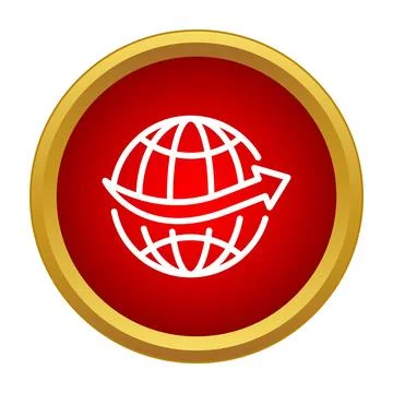 Global network arrow connecting world globe icon Stock Illustration