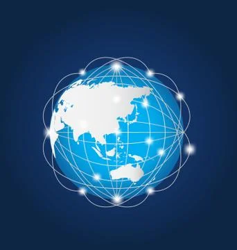 Global Network Asia Stock Illustration
