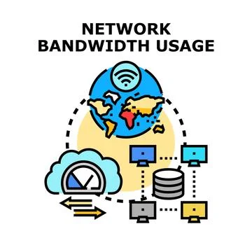 Global network bandwidth usage and data transfer Stock Illustration