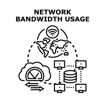 Global network bandwidth usage and data transfer イラスト素材