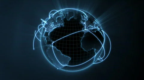 Global network - blue loop center - see portfolio for new 4K version Stock Footage 728107