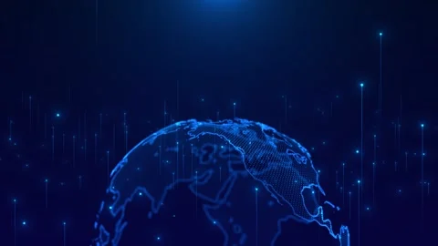 Global network business connection. Hi-tech HUD circles World map point and line Stock Footage 295215542