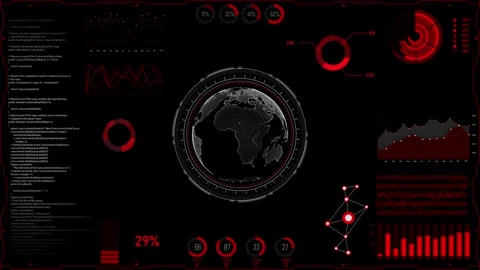 Global network business connection. Hi-tech HUD circles World map point and line Stock Footage 295948909