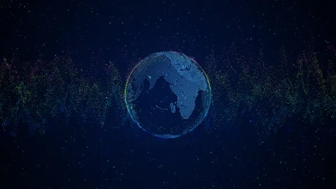 Global Network Business Connection, Hi-Tech Hud World Map Point And Line Stock Footage 337934292