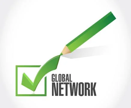 Global network check mark sign concept イラスト素材