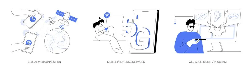 Global network communication abstract concept vector illustrations. Stock Illustration