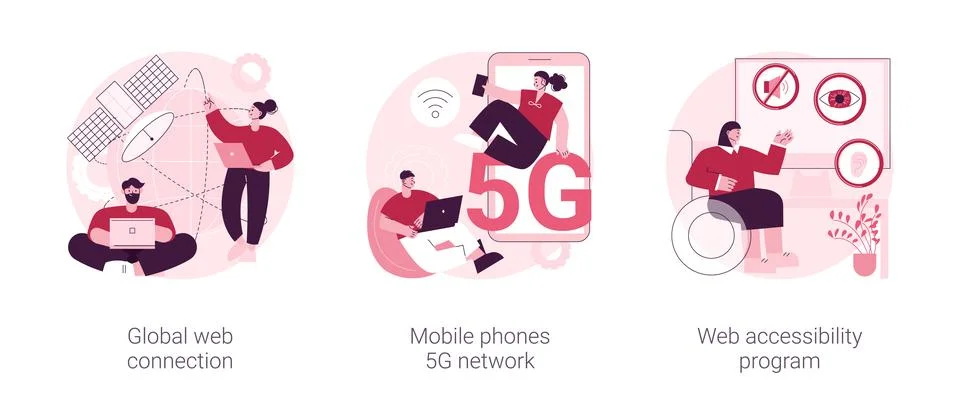 Global network communication abstract concept vector illustrations. 스톡 일러스트