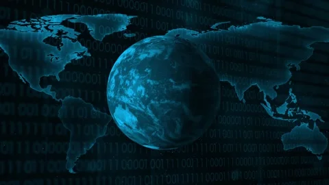 Global network communication with digital binary code background Stock Footage 327761126